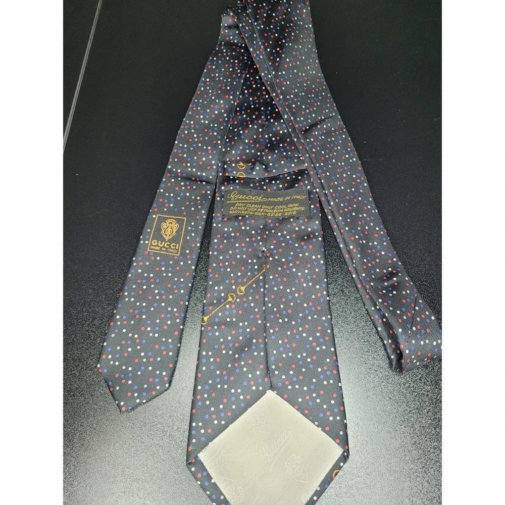 Gucci Men's Necktie Black Polka Dot Silk 3.5